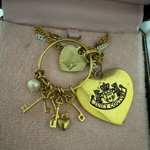 Juicy Couture Gold Heart and Key Charm Bracelet